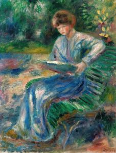 Femme Lisant Sur Un Banc