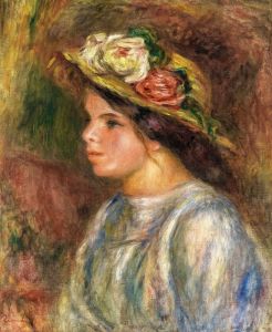 Buste De Femme, Chapeau De Paille Garni