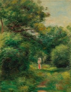 Allée Dans Un Bois, Femme Avec Enfant Dans Les Bras