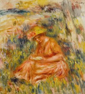 Femme lisant dans un paysage