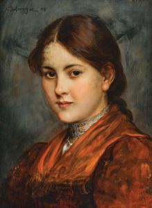 A Young Girl in a Traditional Costume with Silver Choker