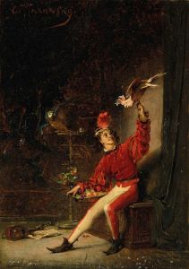 Young man with parrot