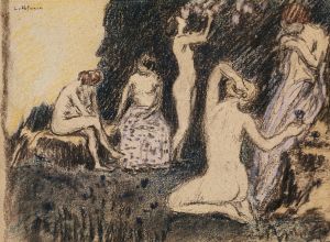 Landschaft mit fünf nackten Frauen