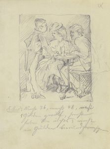 Waiter with two guests
