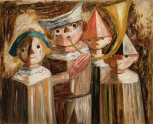 Four children with a trumpet