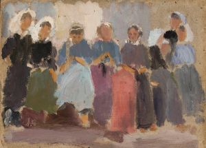 Knitting women – sketch