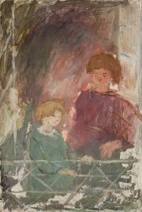 Two children on a balcony