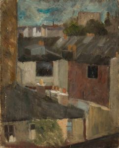 View through the window of a workroom