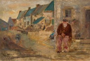 Breton landscape with an old fisherman