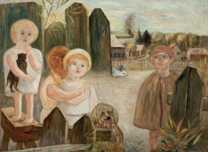 Children in a village backyard
