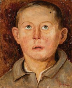 Head of a boy in an unbuttoned collar