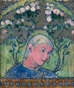 Head of a girl in flowers
