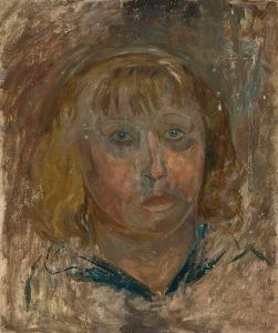 Head of a girl with a fringe