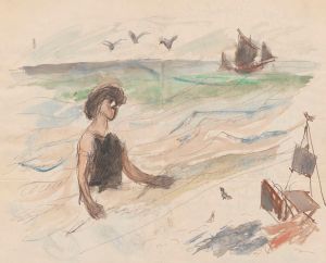 Letter to Maria Mickiewiczówna with a drawing [self-portrait of the artist bathing in the