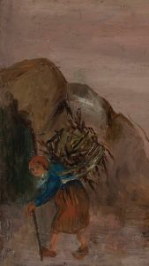 Little girl carrying brushwood