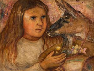 Little girl with a goat