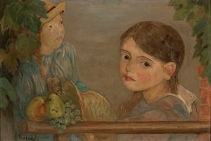 Little girls with grapes
