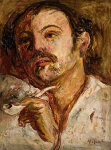 Portrait of a man with a smoking pipe