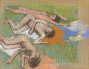 Après le bain, trois femmes nues