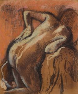 Après le bain, femme s’essuyant