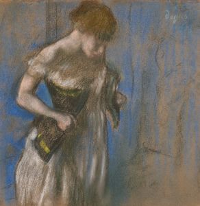 Femme mettant son corset