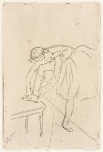 Danseuse mettant son chausson