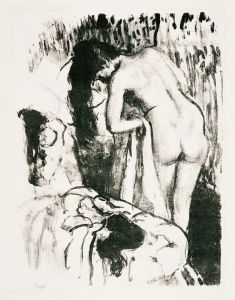 Nude Woman Standing, Drying Herself