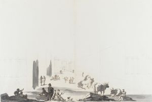 Figures and Animals in Deep Architectural Setting