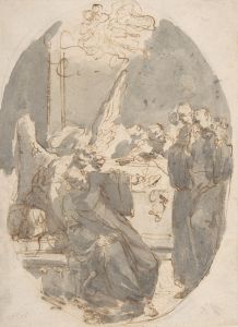 A Dying Ecclesiastic Supported by an Angel
