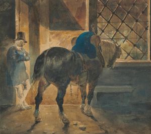 Cheval de trait à l’écurie