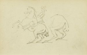 Man on a rearing horse, study of hind legs of horse
