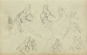 Six studies for man beside a rearing horse