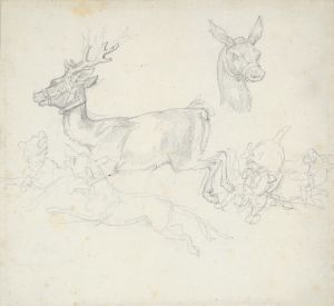 Study of Deer Chased by Dogs, Doe’s Head