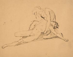A nude man mourning the death of another