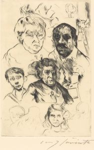 Assorted Heads and Self-Portrait