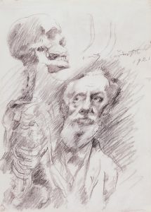 Anatomist with skelleton