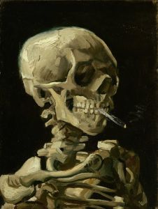 Head Of A Skeleton With A Burning Cigarette