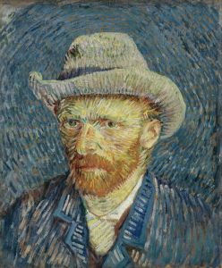 Self-portrait with grey felt hat