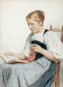 Knitting Girl Reading