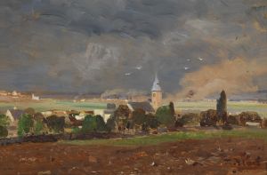 Dorflandschaft vor dem Unwetter