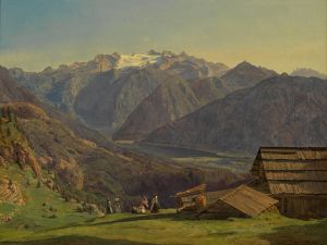 Ansicht des Dachsteins mit dem Hallstättersee von der Hütteneckalpe bei Ischl
