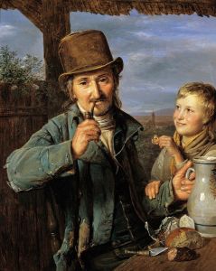 Taglöhner mit seinem Sohn