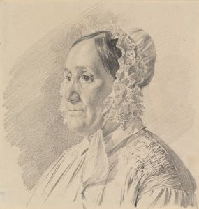 Portrait of a Woman in a Lace Bonnet, in three-quarter profile to the left