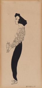 Portrait of Janet Braguin in the style of Aubrey Beardsley
