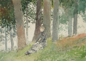 Girl Seated In A Grove