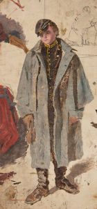 Young Soldier, Sketch of a Soldier Giving Water to a Wounded Companion