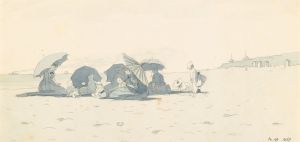 Women and Children on Beach at Long Branch, New Jersey