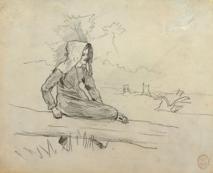 Girl Seated on a Tree Trunk