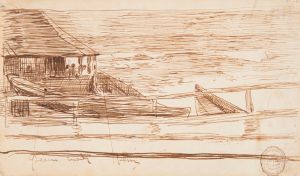 House at a Railing with Beached Dories