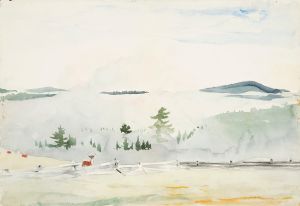 Landscape with Deer in a Morning Haze